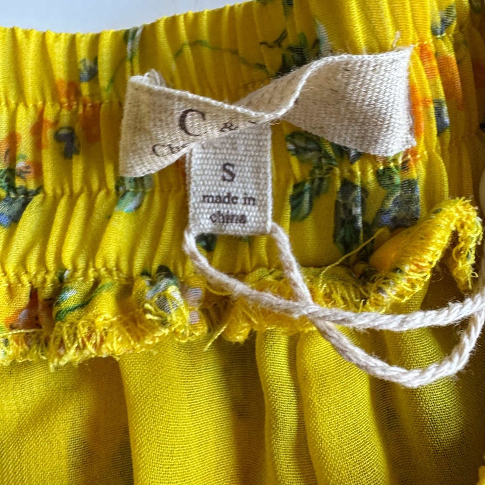 Chelsea & Violet Shorts Womens Small Yellow Floral Chiffon Lined Pleated Flowy - Picture 3 of 7